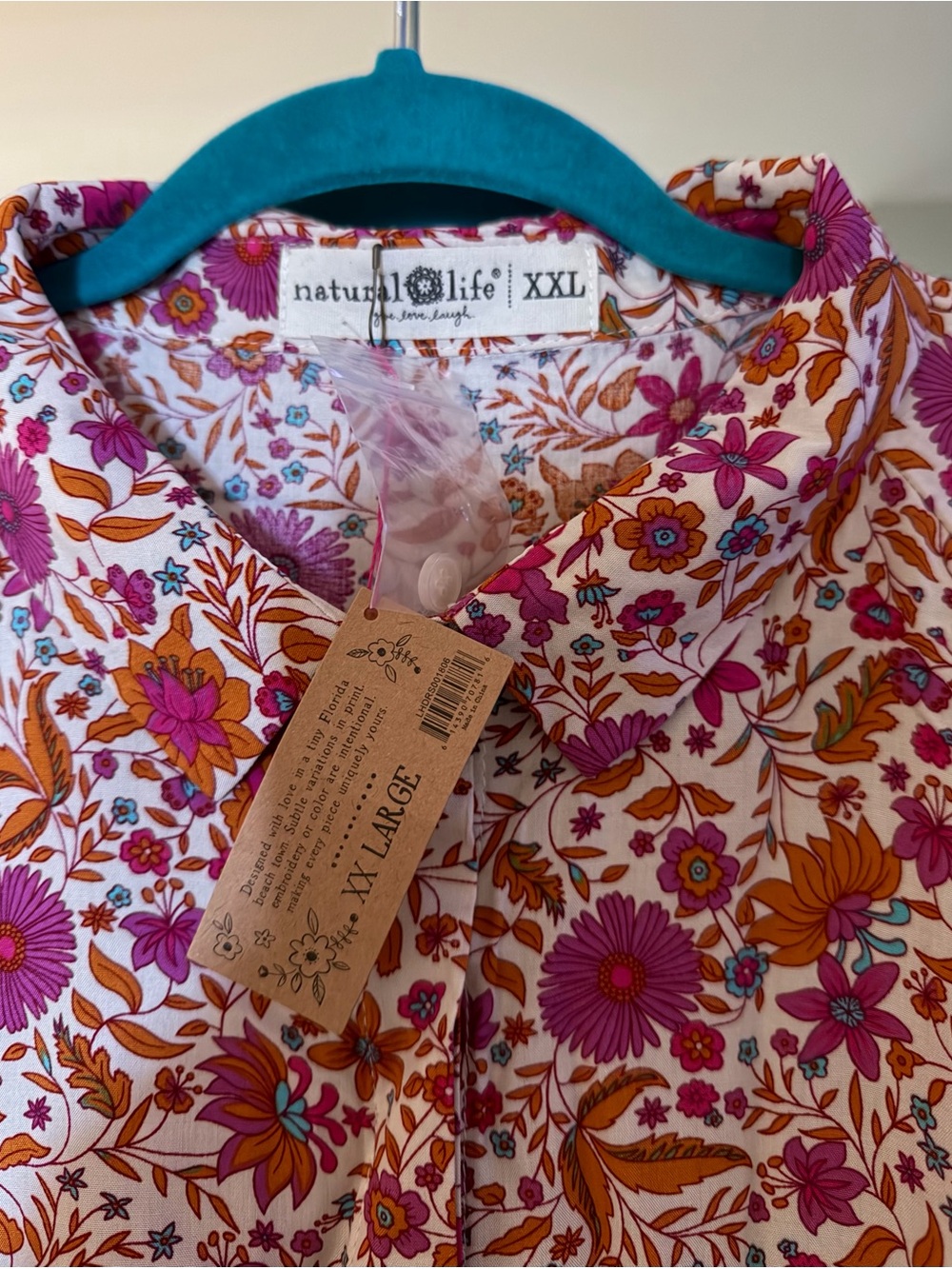 Natural Life XXL Becca Floral Boho Midi Dress in Fuchsia & Orange - Picture 2 of 3